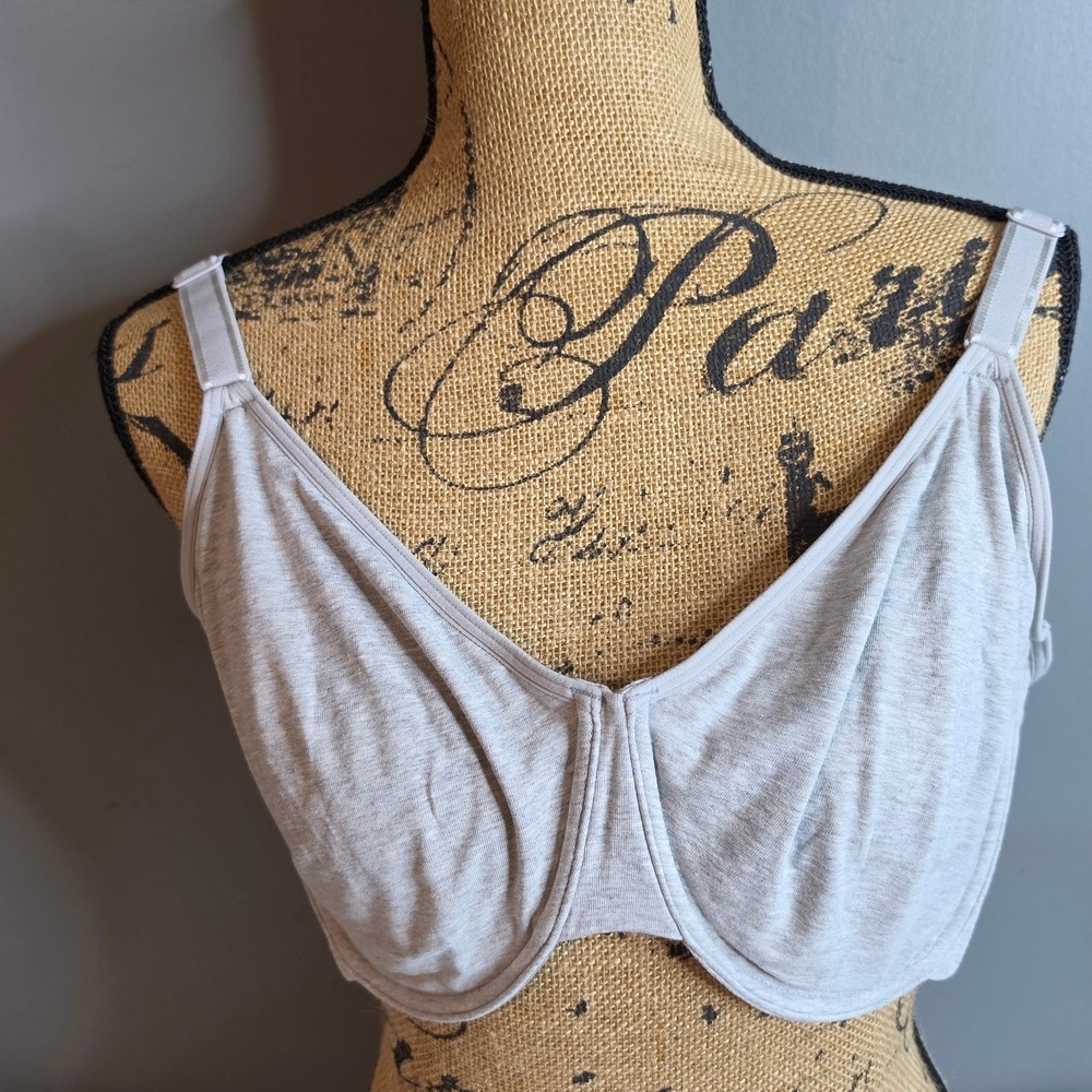 Fruit of the Loom Gray Cotton Underwire Bra Unlined No Padding XXL FT920